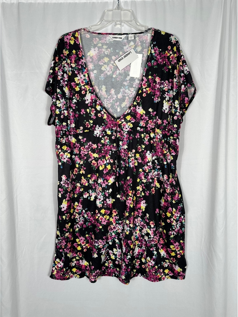 Lands' End Women's Floral V-Neck Dress Size Large